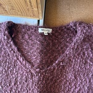 Miracle Women's Knit V-Neck Sweater in Purple